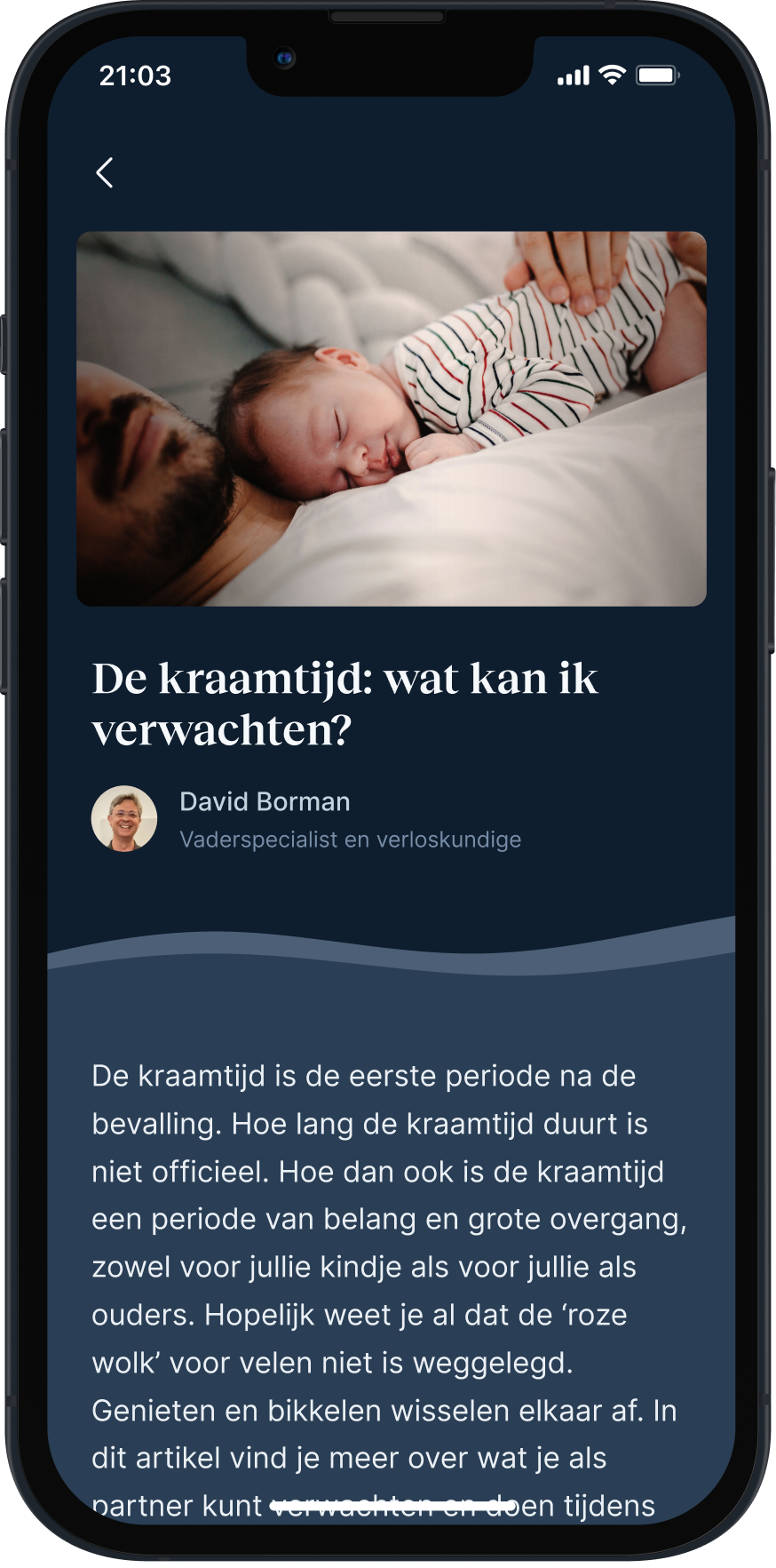 Tweede artikel pagina uit de Pro Parents App